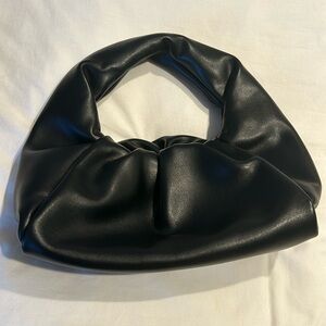 Black leather baguette bag